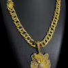Cordao Grumet 15Mm Fecho Especial Mao Orando Pingente Banhado Ouro 18K Preto