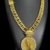 Cordao Grumet 15Mm Pingente Mao Orando Personalizado Banhado A Ouro 18K Preto