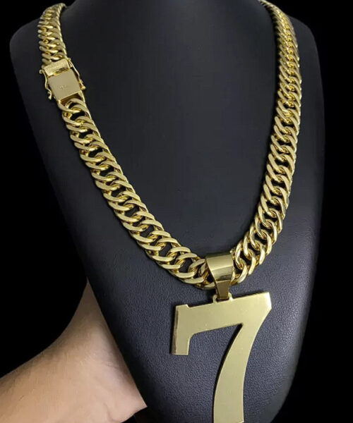 Cordão Grumet 15mm + Pingente Número 7 - Banhado A Ouro 18k
