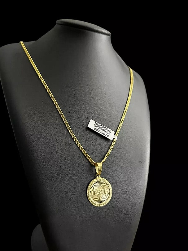 Cordao Grumet 3Mm Pingente Banhado A Ouro 18K5