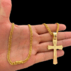 Cordao Grumet 5Mm Pingente Crucifixo Banhado A Ouro 18K