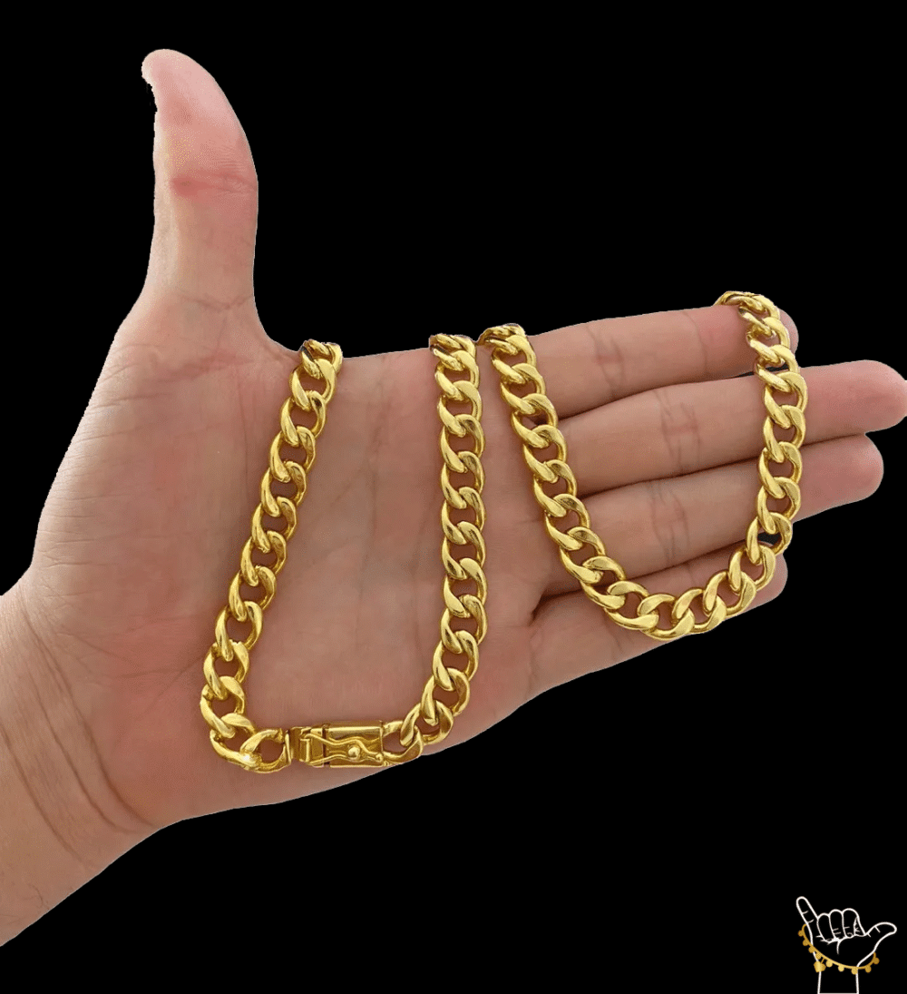 Kit Corrente Pitbull (10Mm) + Pulseira + Pingente Crucifixo - Banhado A Ouro 18K - Imagem 3