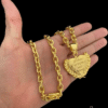 Cordao Pingente Cadeado 8Mm Banhado A Ouro 18K Luxo