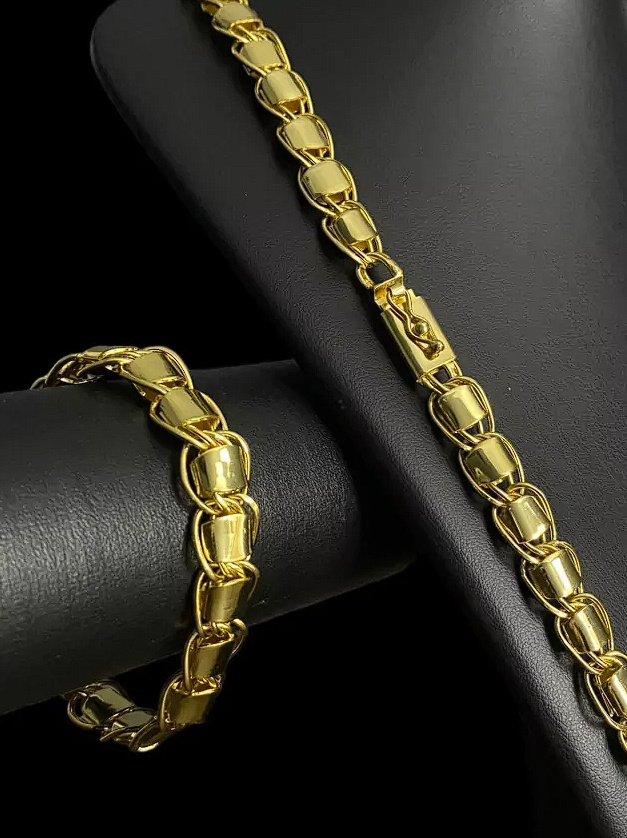 Cordao Pulseira 13Mm Dubai Supremo Banhado A Ouro 18K 5