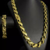 Cordao Pulseira 16Mm Friso S Jesus Cristo Banhado Ouro 18K Preto
