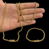 Cordao Pulseira 5Mm Baiano Corda Banhado A Ouro 18K Pingo