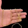 Cordao Pulseira 5Mm Baiano Corda Banhado A Ouro Pingente
