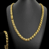 Cordao Pulseira 8Mm Friso S Dupla Face Banhado A Ouro 18K
