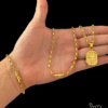 Cordao Pulseira E Pingente 3Mm Tijolinho Banhado A Ouro 18K