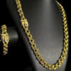 Cordao Pulseira Friso 12Mm Fecho Nossa Senhora Banhado A Ouro 18K Preto