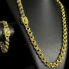 Cordao Pulseira Friso 12Mm Fecho Sao Jorge Banhado A Ouro 18K Preto