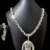 Cordao Pulseira Pingente Faixa Preta Banhado Prata 925 Preto
