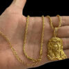 Cordao Rosto De Cristo 5Mm Baiano Feminino Banhado Ouro Jesus