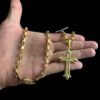 Cordao Tijolinho Curto 6Mm Ping Cruz Balao Banhado Ouro 18K Preto