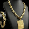 Cordao E Pulseria Friso S 13Mm Ping Fe Banhado A Ouro 18K Preto