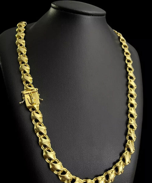 Cordão Friso x 13mm Com Fecho Jacaré - Banhado Ouro 18k