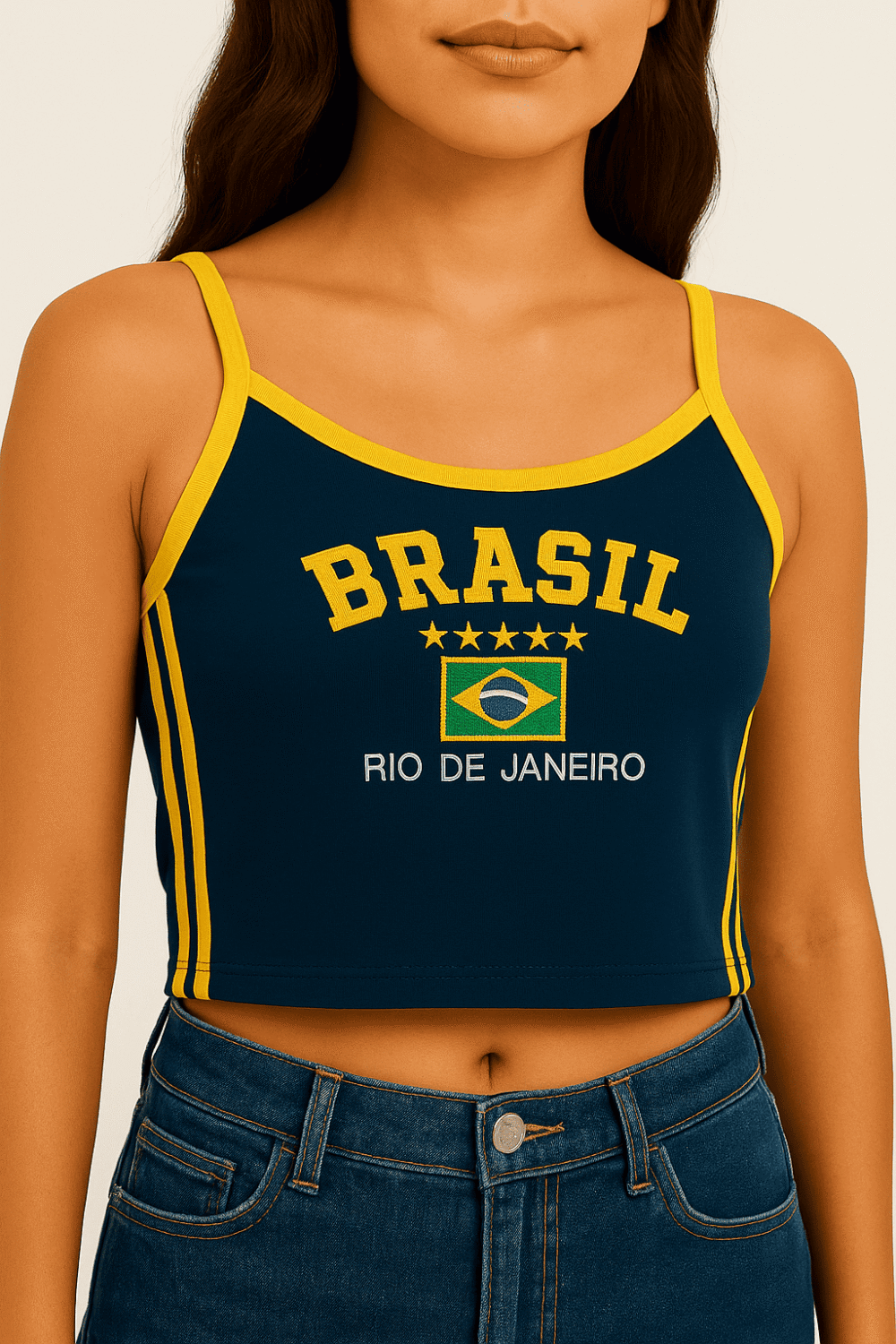 Camisa Do Brasil Suplex Bordada Retrô - Imagem 9