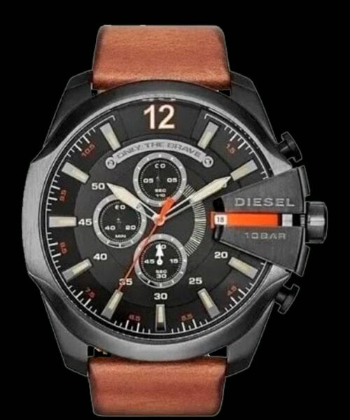 Relógio Diesel Mega Chief Dz4343 Pulseira De Couro 100% Original