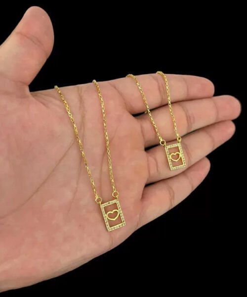 Escapulário Coração Feminino - Banhado a Ouro 18k