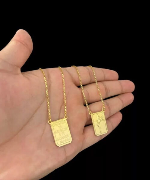 Escapulário 1mm Fé Versículo - Banhado a Ouro 18k