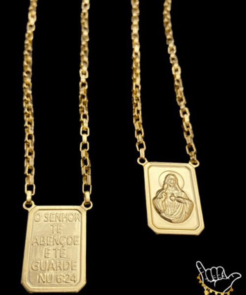 Escapulário Jesus 3mm - Banhado a Ouro 18k