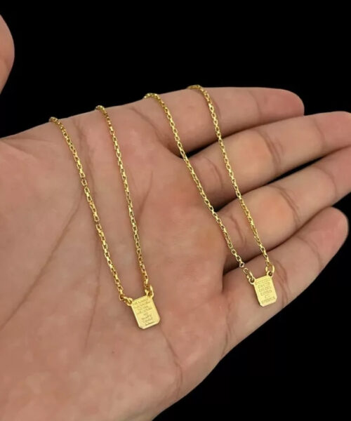 Escapulário Tijolinho 1mm Pai Nosso Versículo Banhado a Ouro 18k
