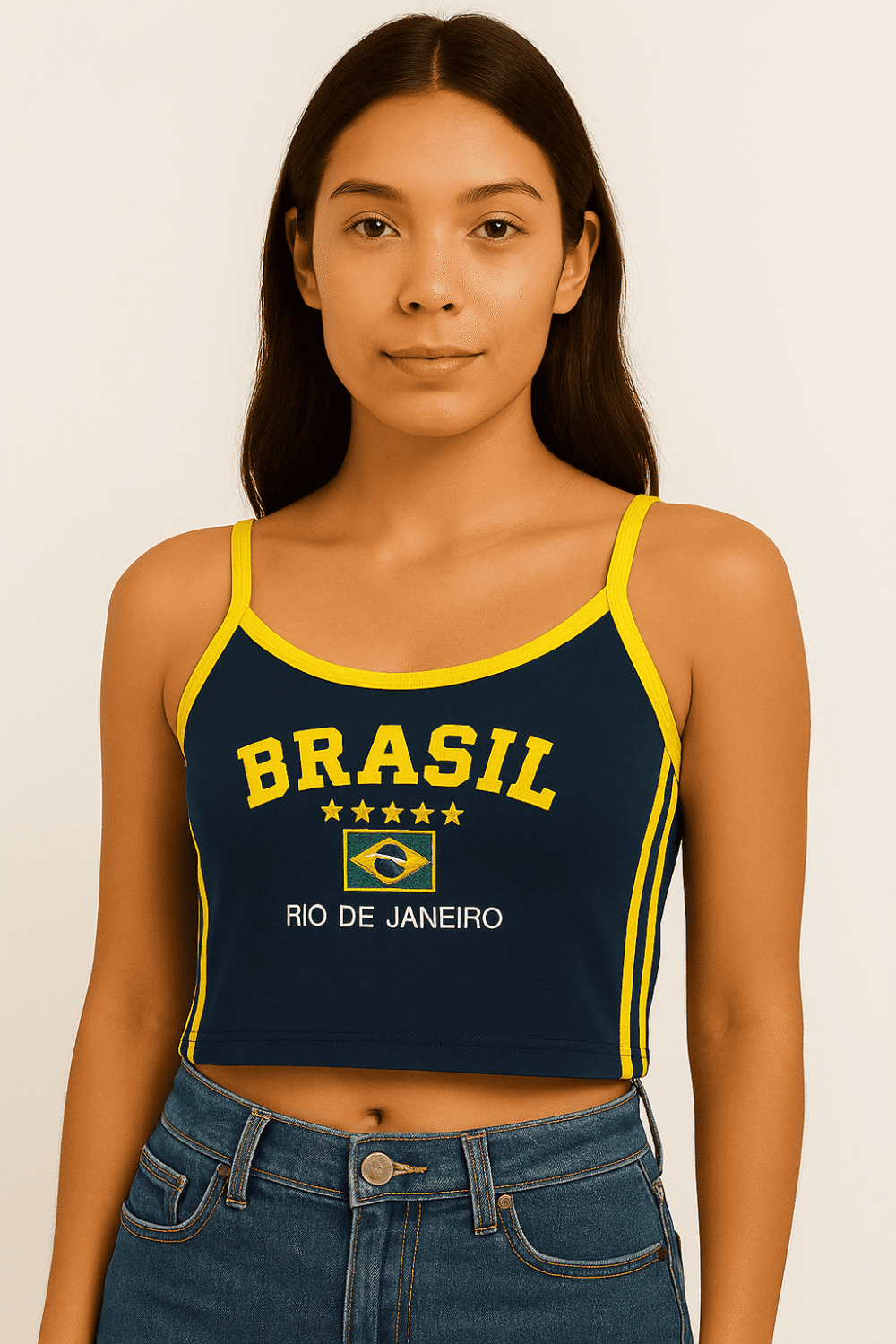 Camisa Do Brasil Suplex Bordada Retrô - Imagem 14