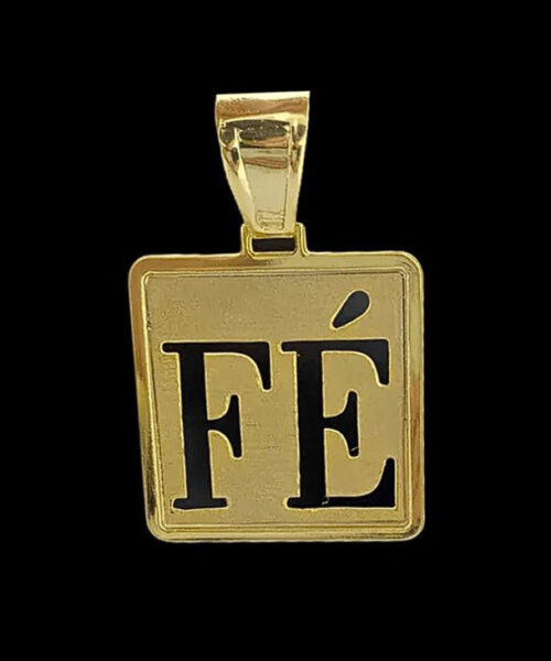 Pingente Fé Vazado g - Banhado a Ouro 18k