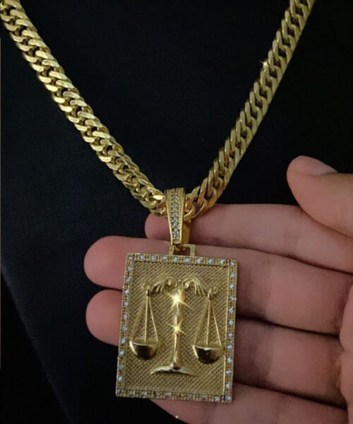 Cordão Grumet 10mm + Pingente Direito - Banhado a Ouro 18k
