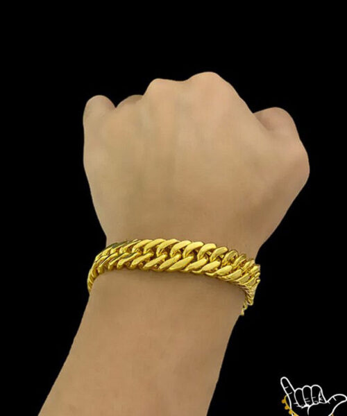 Pulseira 13mm Grumet Fecho Santa - Banhado a Ouro 18k