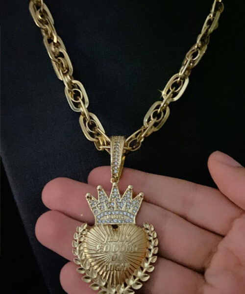 Cordão Imperador 10mm + Pingente Jesus Dono - Banhado a Ouro 18k