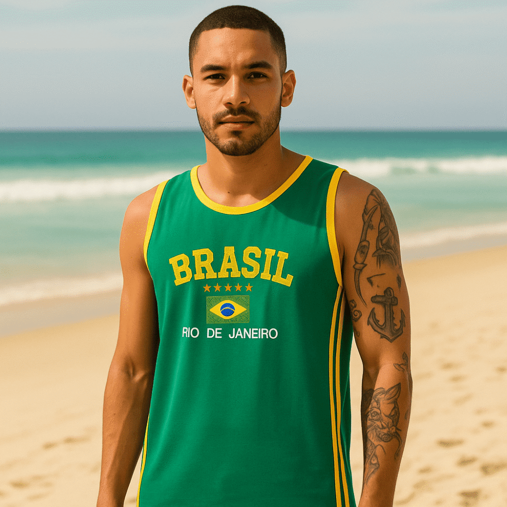 Camisa Regata Do Brasil Bordada - Imagem 9