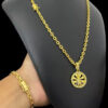 Kit Cadeado 5Mm Pingente Nossa Senhora Banhado A Ouro 18K