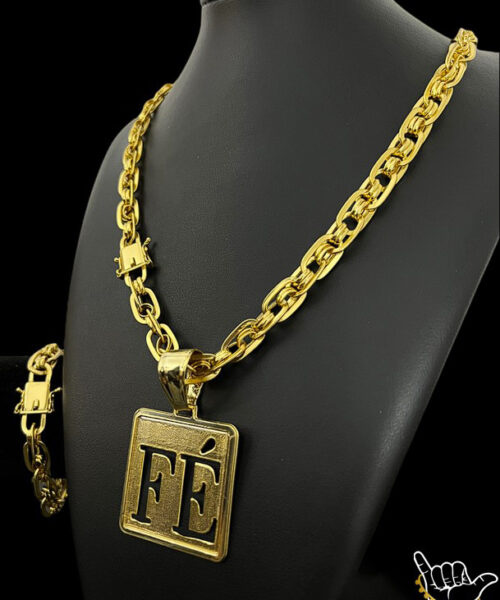 Kit Conjunto Imperador (10mm) Corrente + Pulseira + Pingente - Banhado a Ouro 18k