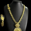 Kit Cordao Friso S 13Mm Cravejado Pulseira Pingente Personalizado Estrela De Davi Banhado A Ouro 18K Preto