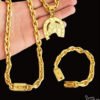 Kit Corrente Cadeado 12Mm Pulseira Pingente Ferradura – Banhado A Ouro 18K2