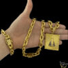 Kit Corrente Cadeado 14Mm Pingente Pulseira – Banhado A Ouro 18K2