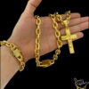 Kit Corrente Cadeado 14Mm Pulseira Pingente Rosto De Cristo – Banhado A Ouro 18K002