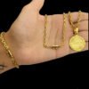 Kit Corrente Cadeado 3Mm Pulseira Pingente Jesus – Banhado A Ouro 18K3