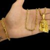 Kit Corrente Cadeado 3Mm Pulseira Pingente Rosto Jesus – Banhado A Ouro 18K4