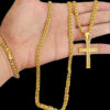 Kit Corrente Friso 5Mm Pulseira Pingente Cruz – Banhado A Ouro 18K2