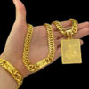 Kit Corrente Grumet Lacraia 13Mm Pulseira Pingente Sao Jorge – Banhado A Ouro 18K2