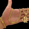 Kit Corrente Grumet Lacraia 7Mm Pulseira Pingente Flamengo – Banhado A Ouro 18K2