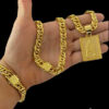 Kit Corrente Romana 750 10Mm Pulseira Pingente Letra – Banhado A Ouro 18K2