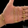 Kit Corrente Tijolinho 4Mm Pulseira Pingente Cruz Fio – Banhado A Ouro 2
