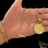 Kit Corrente Tijolinho 4Mm Pulseira Pingente Nossa Sra – Banhado A Ouro 2