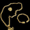Kit Flamengo Corrente Cadeado 8Mm Pulseira Anel Pingente – Banhado A Ouro 18K4