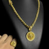 Kit Friso 8Mm Anel Leao Banhado A Ouro 18K Preto