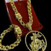 Kit Friso Triplo 13Mm Fecho Especial Sao Jorge Banhado A Ouro 18K Preto