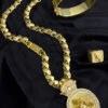 Kit Mao Rezando Orando Cordao Grumet 13Mm Pingente Bracelete 20Mm Anel Banhado A Ouro 18K P